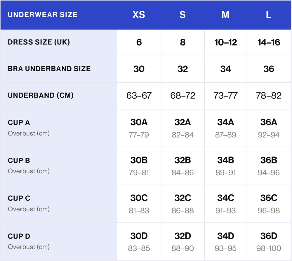 Bralette Size Chart